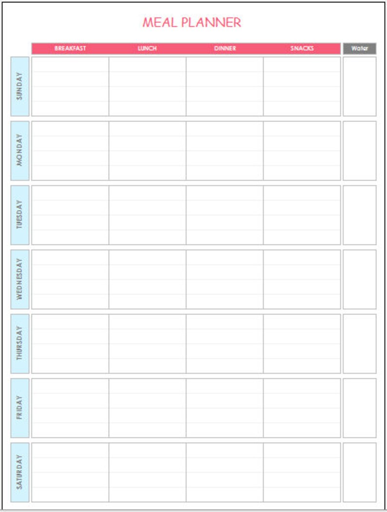 Planificateur de repas Excel Template Etsy