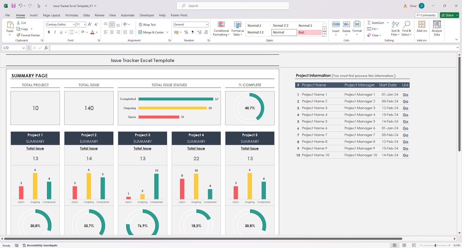 Issue Tracker Excel Template | Project Issue Log & Bug Tracking ...