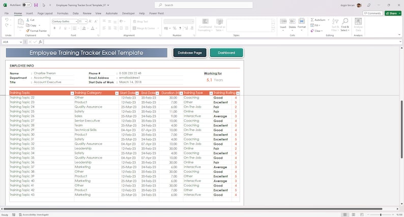 Employee Training Tracker Excel Template – Staff Development ...