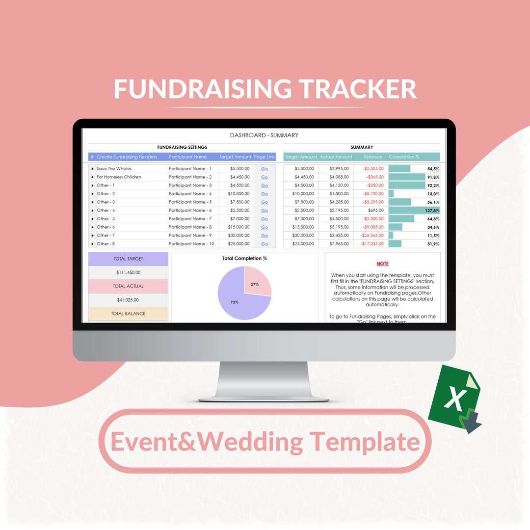 Fundraising Tracker Excel Template Fundraising Progress Tracker Fundraising Tracker Excel Template Fundraising Progress Tracker