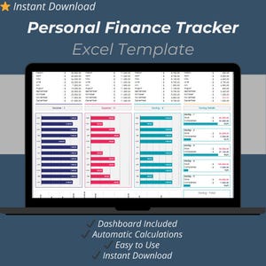 Plantilla de Excel para finanzas personales / Planificador de presupuesto, seguimiento de ingresos y gastos, hoja de cálculo para la gestión del dinero del hogar