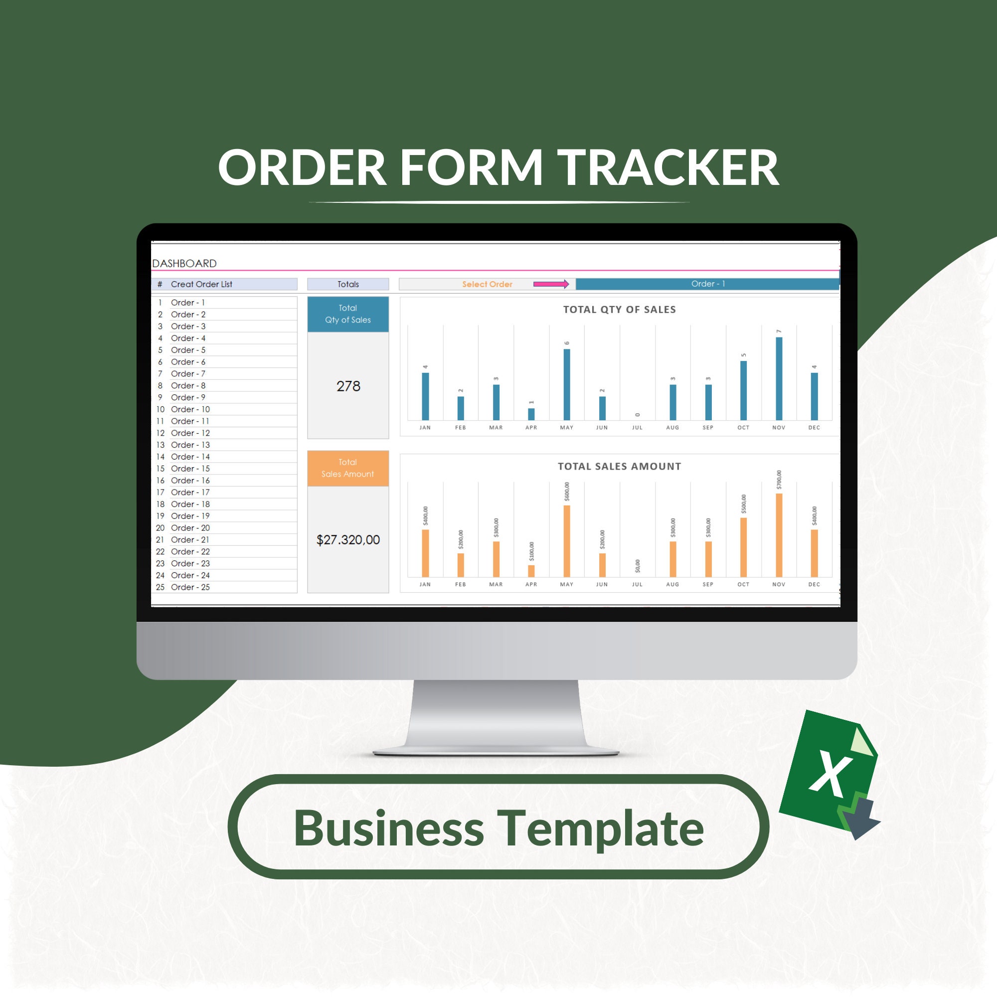 Order Form Tracker Excel Template Editable Order Tracker Etsy Canada