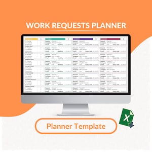 Work Requests Planner: Editable Excel Template (Digital Download)