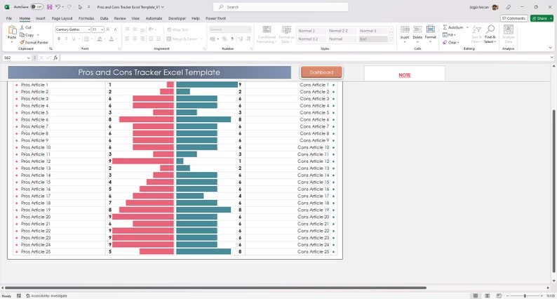 Pros and Cons Tracker Excel Template: Decision-making Sheet - Etsy