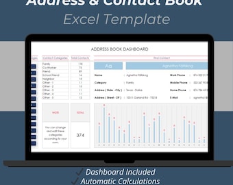 Address Book Excel Template | Contact List & Phone Directory Spreadsheet Printable