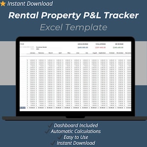 Rental Property Profit and Loss Excel – Landlord Income, Expense and P&L Tracker