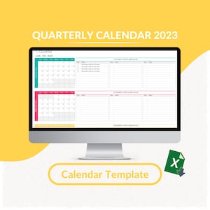 Quarterly Calendar 2023 Excel Template Planner Spreadsheet - Etsy
