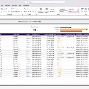 Issue Tracker Excel Template: Project Issue Log & Status Dashboard for ...