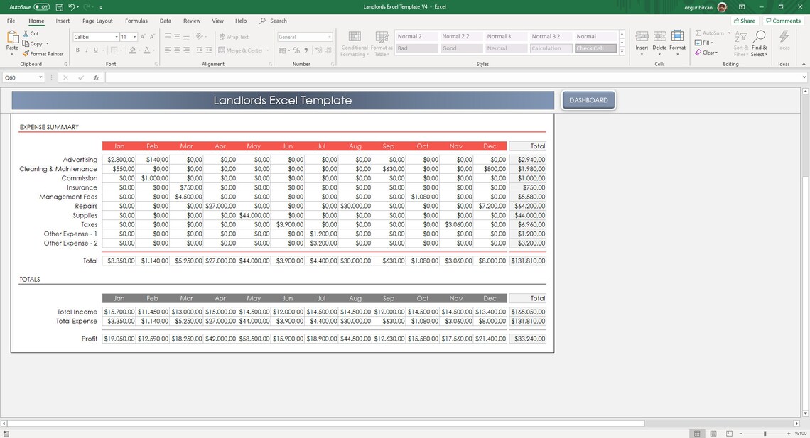 Landlords Excel Template 110 Properties Rental and Etsy
