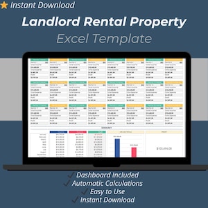 Landlord Rental Property Income & Expense Tracker Excel Template – Property Management Spreadsheet for 24 Properties