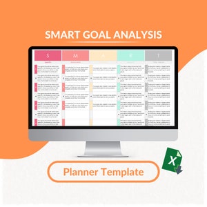 SMART Goal Analysis Excel Template: Printable Personal Planner (Fillable Sheet)