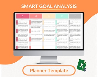 Modello Excel per l&#39;analisi degli obiettivi SMART: pianificatore personale stampabile (foglio compilabile)