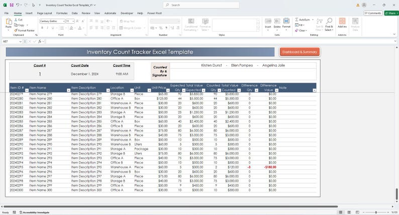 Count Sheet Controller Inventory Count Tracker Excel Template: Stock Control Spreadsheet - Etsy