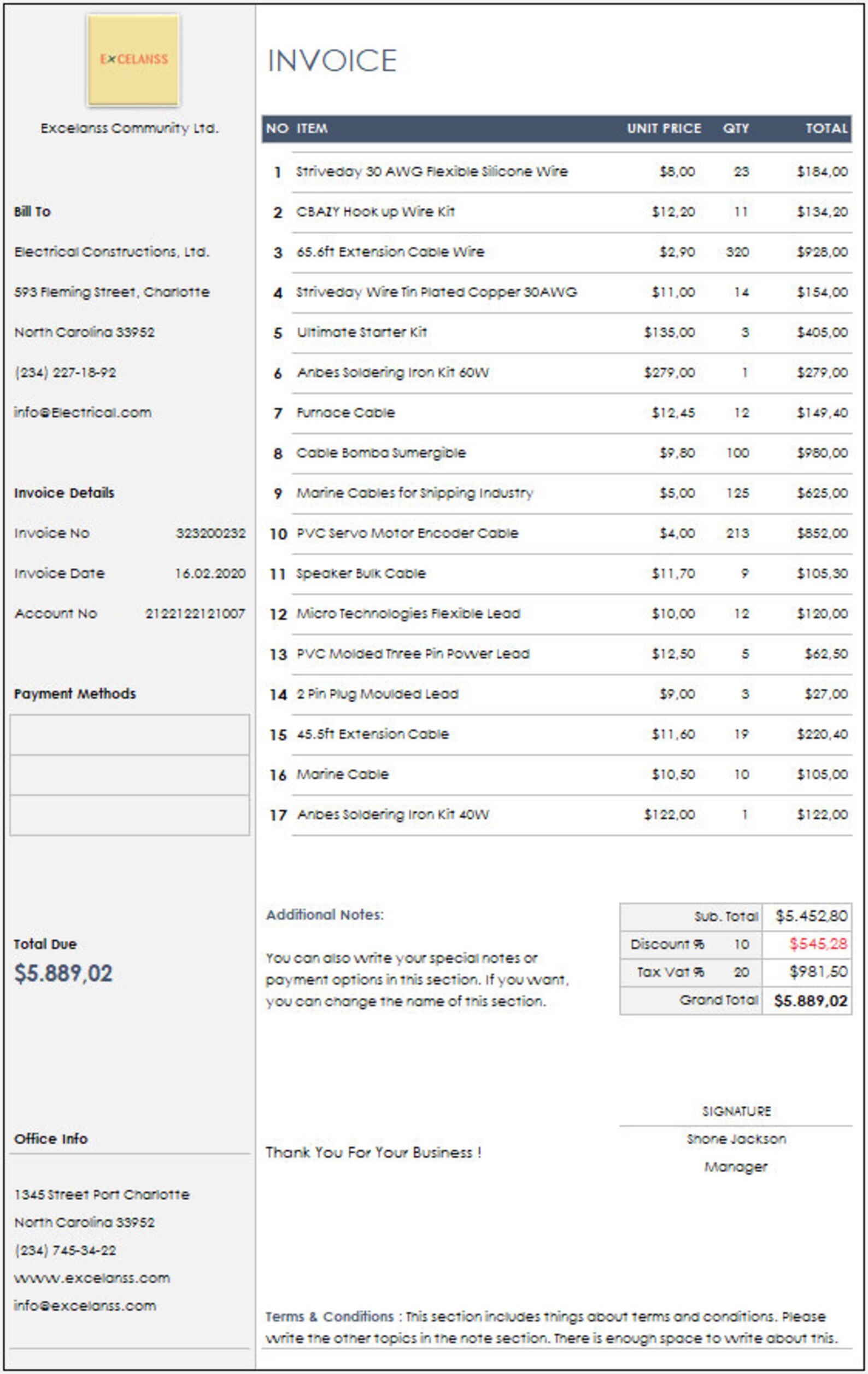 Manual Invoice Excel Template Invoice Tracker Printable - Etsy
