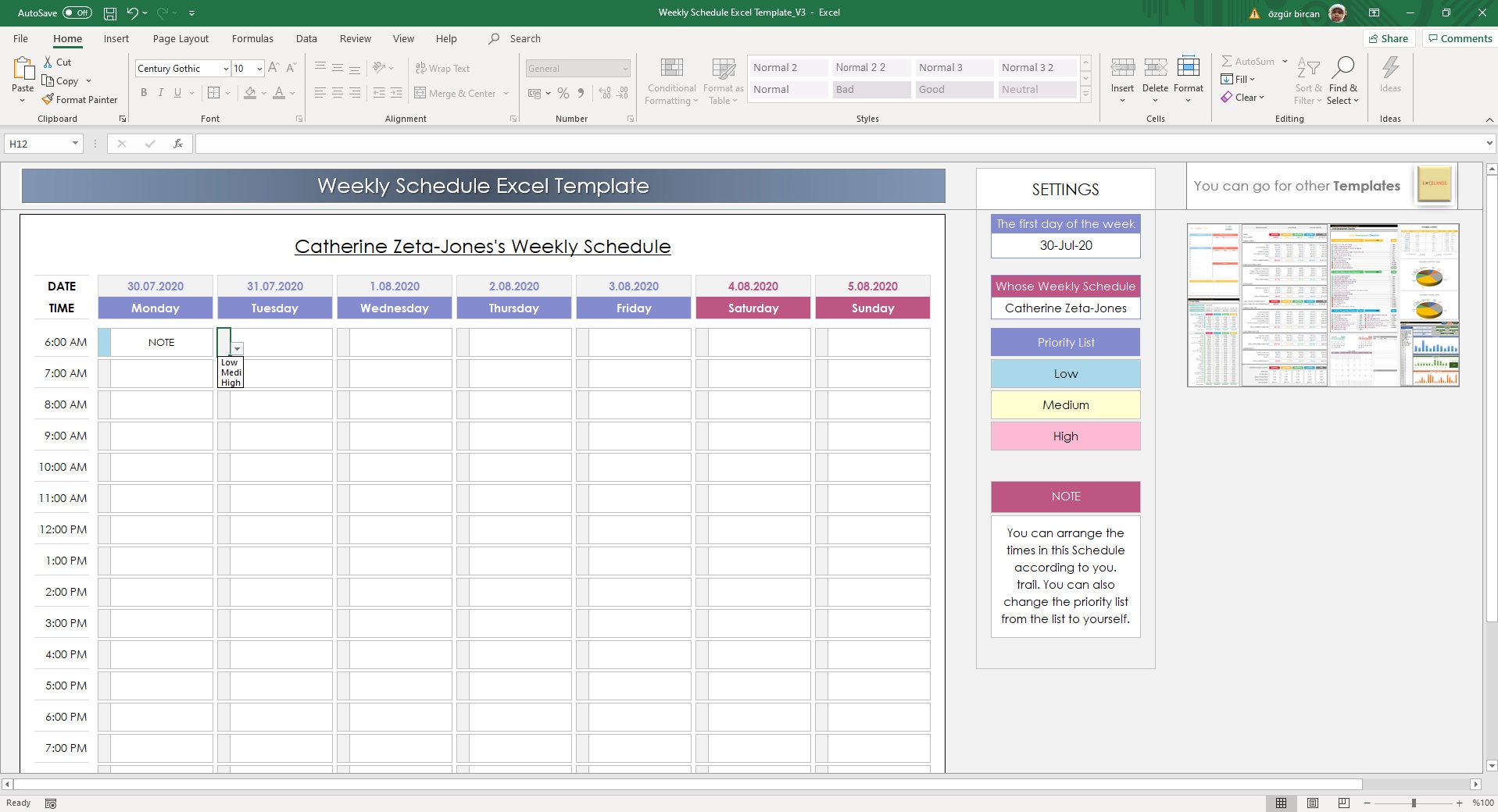 Roster Excel Template