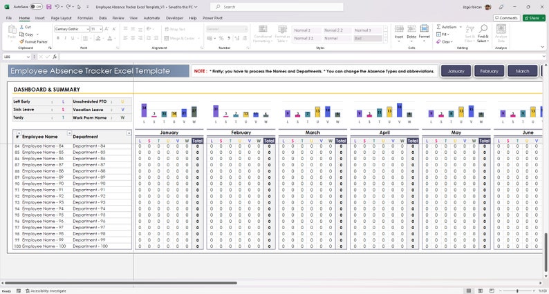 Employee Absence Tracker Excel Template | Attendance & Leave Management ...