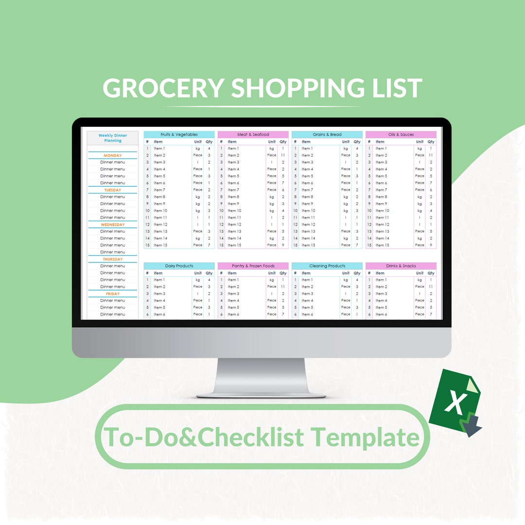 Grocery Shopping List Excel Template | Printable Grocery List ...