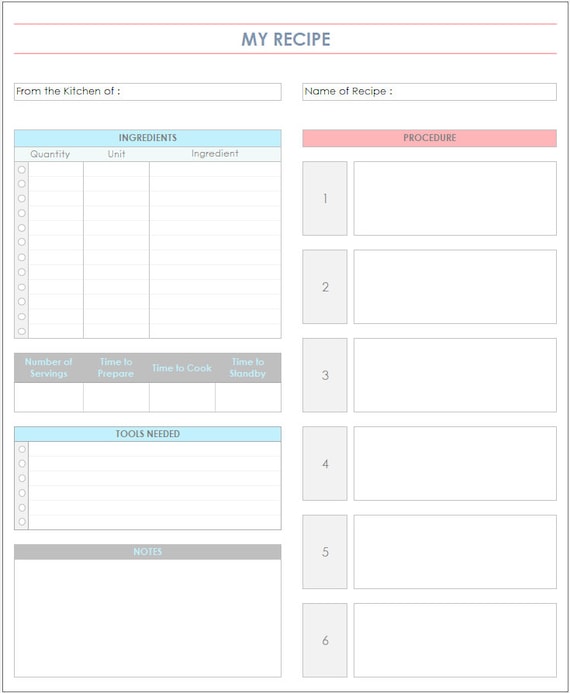 The Recipe Card Template In Excel You'Ll Ever Need - g3me595