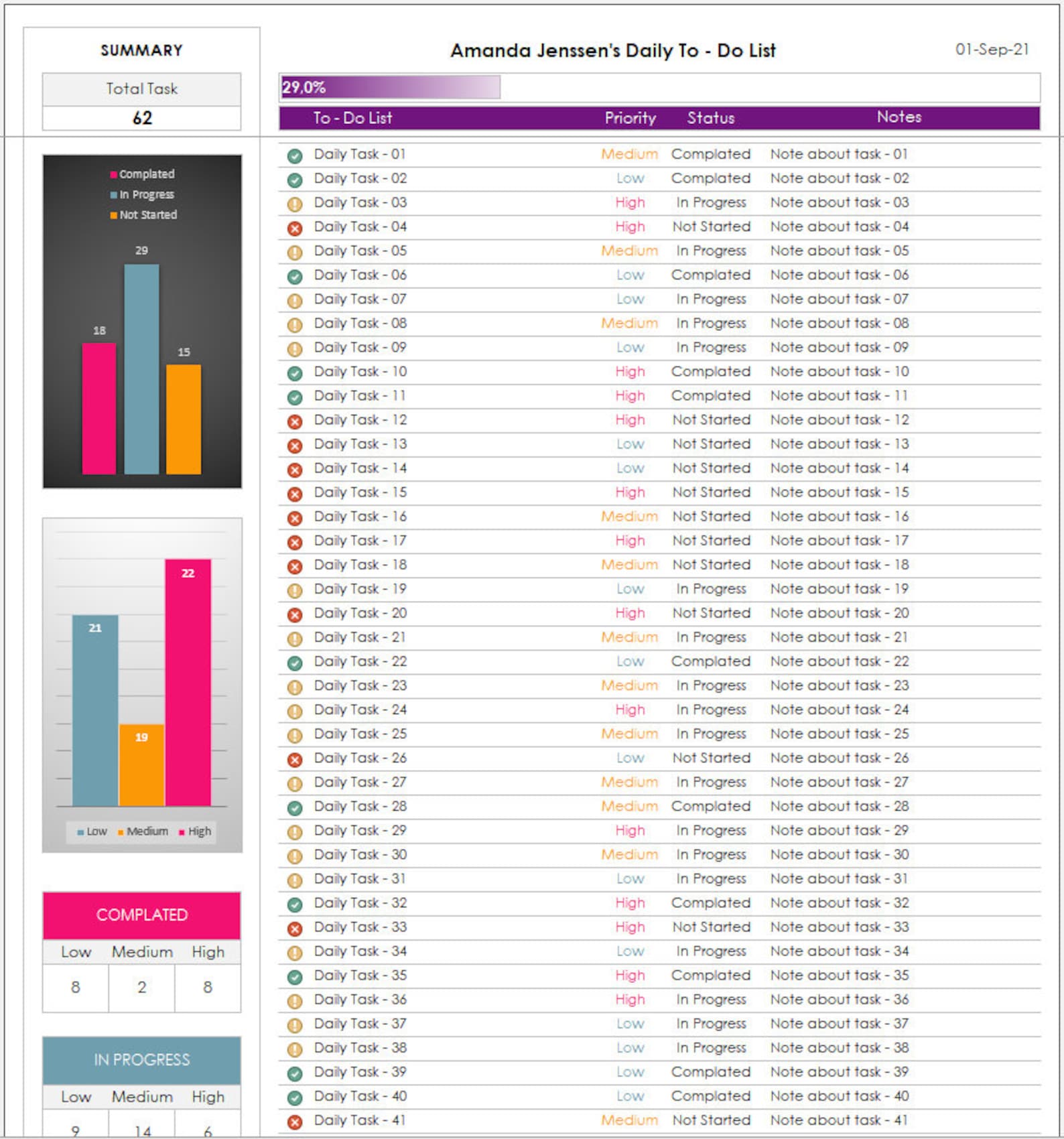 Daily Weekly Monthly Yearly To-do List Excel Template: Excel Planner ...