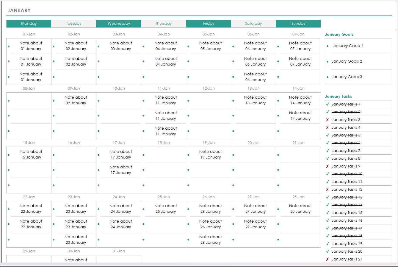 2024 Monthly Calendar Excel Template 2024 Monthly Calendar Etsy Australia