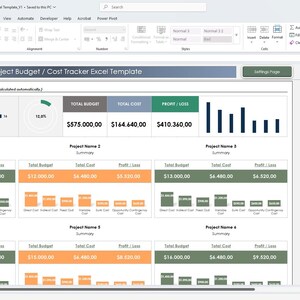 Multi Project Budget Tracker Excel Template | 25 Projects Cost Expense ...