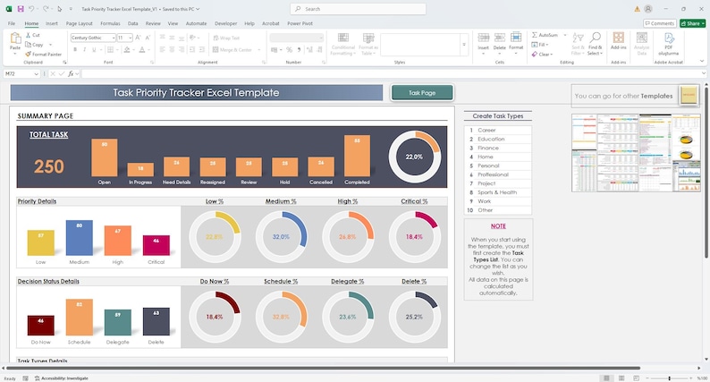 Task Priority Tracker Excel Template | To-do List Planner & Task ...