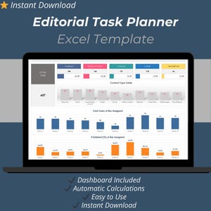 Modello Excel per la pianificazione delle attività editoriali / Calendario dei contenuti, pianificazione e monitoraggio del flusso di lavoro