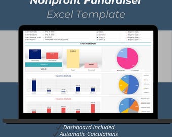 Nonprofit Fundraiser Excel Template | Charity Event Income & Expense Tracker Spreadsheet