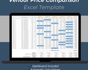 Vendor Price Comparison Excel Template | Product Cost & Supplier Comparison Spreadsheet