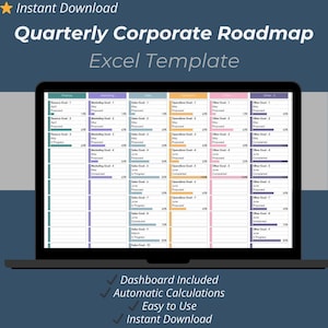Vierteljähr liche Corporate Road Map Excel Vorlage | Business Strategie & Ziele Planer