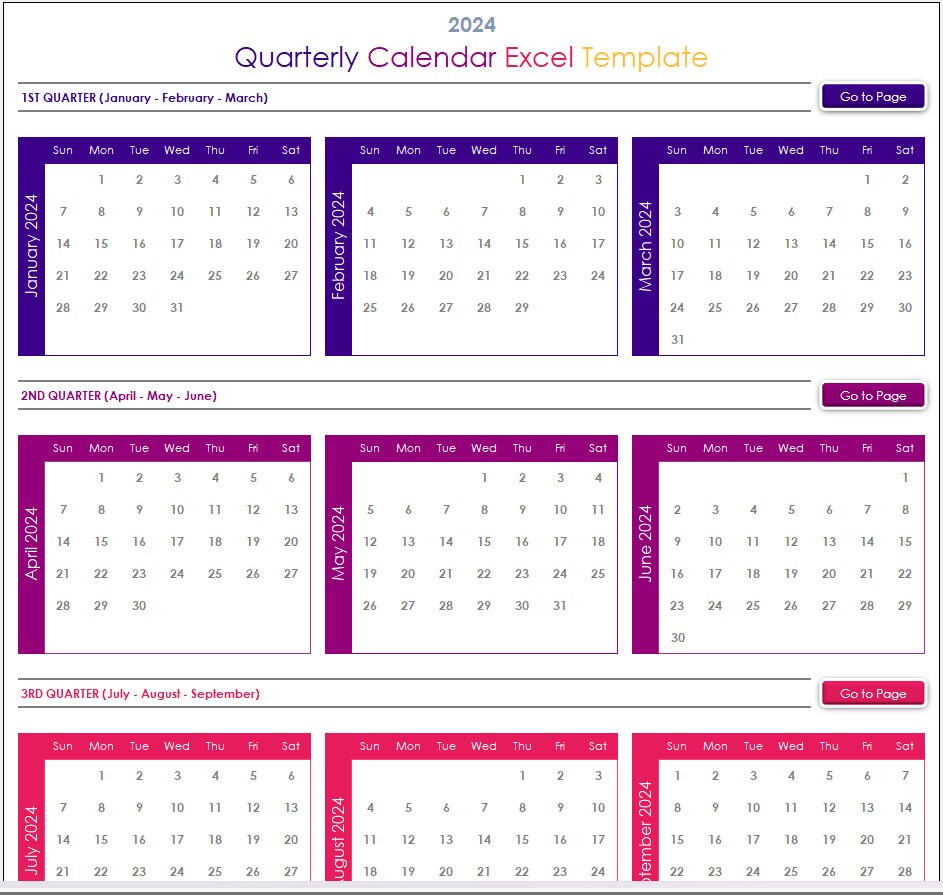 Quarterly Calendar 2024 Excel Template Q4 2024 Planner Excel Spreadsheet  Three-month Overview Excel Template Excel Quarterly Organizer - Etsy