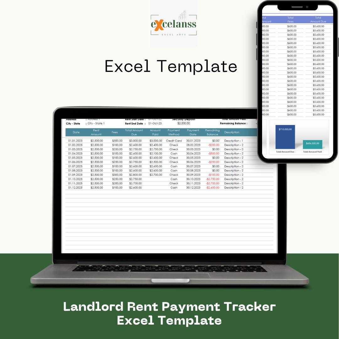 Landlord Rent Payment Tracker Excel Template – Rental Property Payment ...