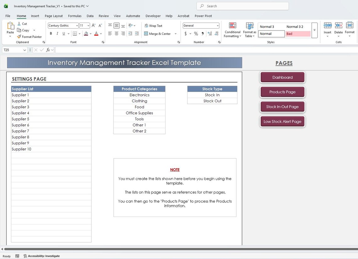Inventory Management Excel Template: Stock Tracker Spreadsheet With ...