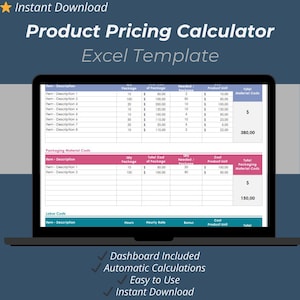 Plantilla de Excel para calcular precios de productos / Hoja de cálculo de precios de costos y ganancias