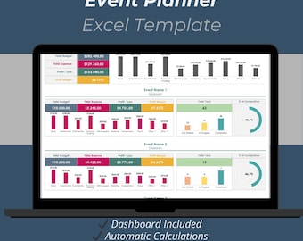 Event Planner Excel Template | Budget & Task Tracker for 25 Events Spreadsheet