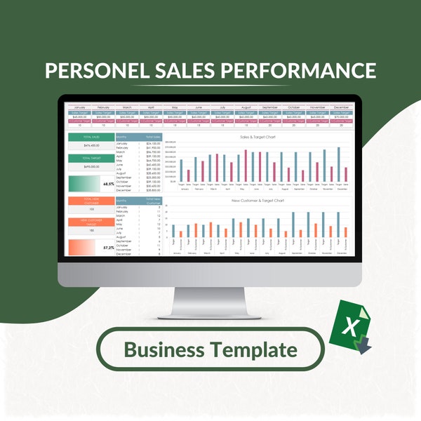 Persönliche Verkaufsleistungsbewertung Excel Vorlage | Verkäufer Tracker | Bearbeitbare Tabelle | Druckbares Blatt | Verkaufsinfo Arbeitsblatt