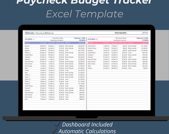 Paycheck Budget Excel Template | Monthly Bill Tracker Spreadsheet (Digital Download)