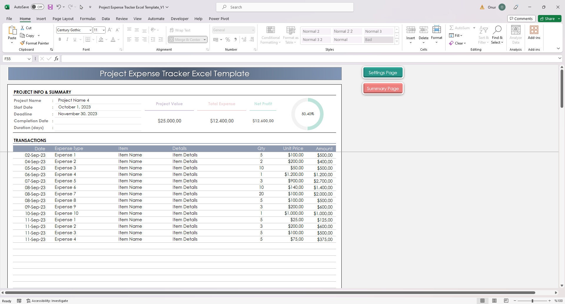Project Expense Tracking Sample Project Expense Tracker Excel Template | Cost, Budget & Profit Margin ...