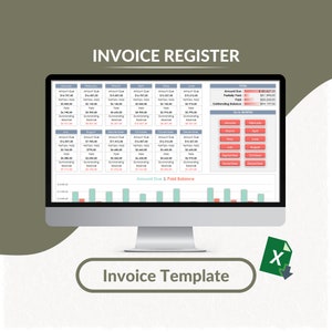 Excel-sjabloon factuurregister | Factuurtracker | Factuurplanner | Werkblad planner | Excel-dashboard | Bewerkbare spreadsheet | Afdrukbaar