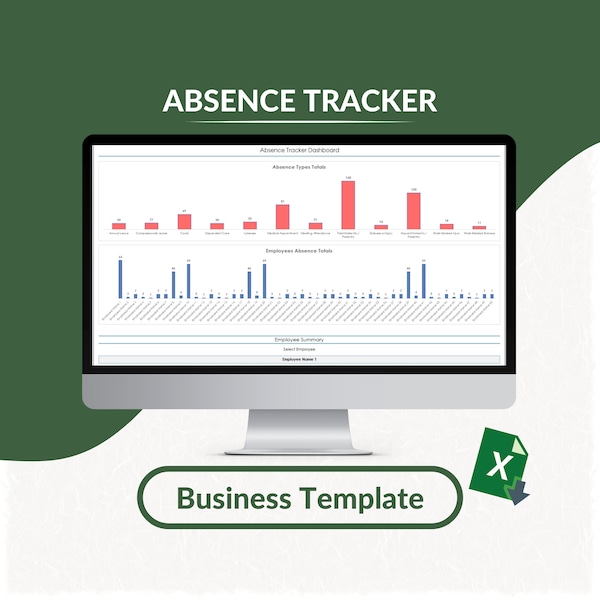 Absence Tracker Excel Template (1-50 Employee) | Employee Time Off Planner | Staff Time Off Planner | Employee and Staff Absence Tracker
