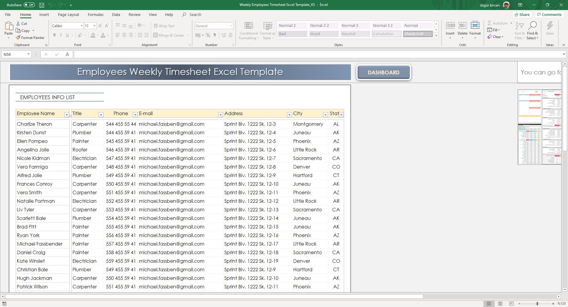 Weekly Employee Timesheet Excel Template | Work Hours & Payroll Tracker ...