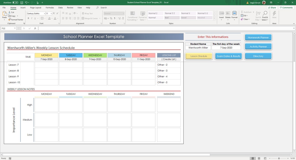 student-school-planner-excel-template-student-planner-etsy