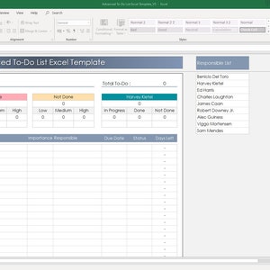 Advanced To-do List Excel Template | Printable Planner | To-do List ...