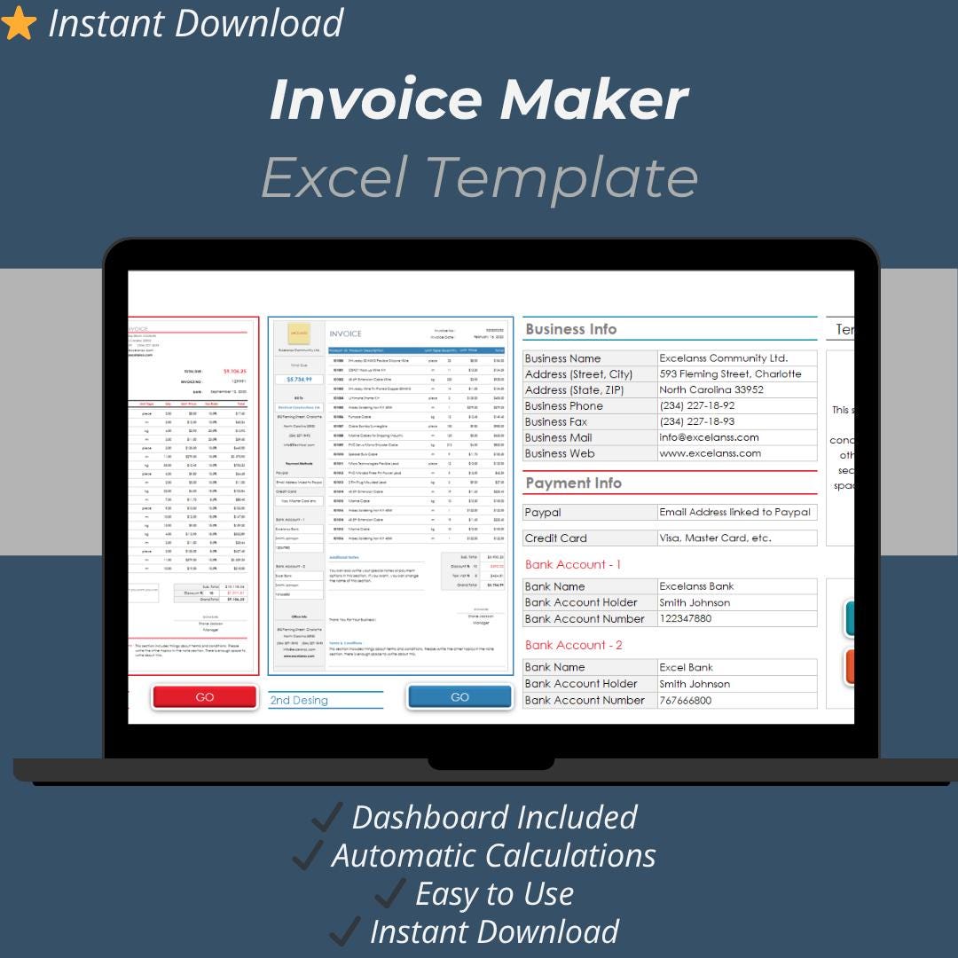 Invoice Maker Excel Template – Professional Billing & Auto Calculations ...