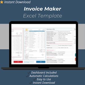 Invoice Maker Excel Vorlage - Professionelle Fakturierung & automatische Berechnungen für Freelancer und kleine Unternehmen