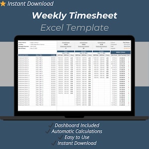 Excel-sjabloon voor wekelijkse urenstaat en betalingstracker: spreadsheet voor werkuren en salaristracking