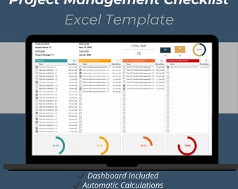 Project Management Checklist Excel Template | Multi Project Task Tracker (20 Projects)