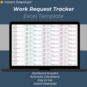 Plantilla de Excel para el seguimiento de solicitudes de trabajo: hoja de cálculo para la gestión de tareas y el registro de solicitudes del equipo.