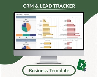 CRM & Lead Tracker Excel Template | Lead Management Tool | Customer Relationship Manager | Sales Lead Tracker | CRM Database Sheet