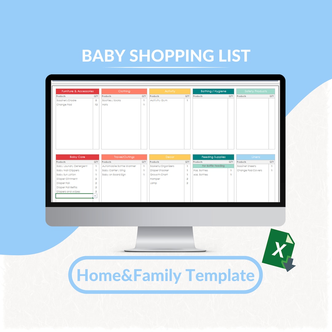 Baby Shopping List Creator Excel Template Shopping Tracker Etsy